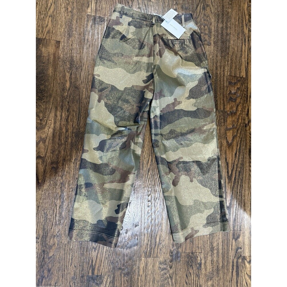 The Noli Shop Camouflage Cargo Pants Size 10 Wide Leg Subtle Sheen Luster NWT - Picture 6 of 10